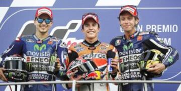 Jorge Lorenzo, Marc Márquez y Valentino Rossi. 