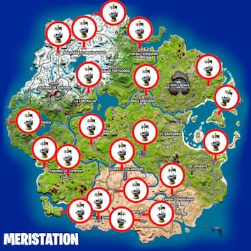 Todas las ubicaciones de bancos de mejoras de la Temporada 2 de Fortnite Capítulo 3
