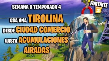 Desaf&iacute;o de Fortnite: &iquest;d&oacute;nde est&aacute; la tirolina para desplazarte de Ciudad Comercio a Acumulaciones Airadas?