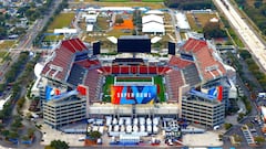 TAMPA, FLORIDA - JANUARY 31: An aerial view of Raymond James Stadium ahead of Super Bowl LV on January 31, 2021 in Tampa, Florida.   Mike Ehrmann/Getty Images/AFP