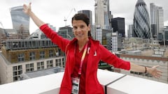 GRA064. LONDRES, 07/08/2017.- La saltadora espa&ntilde;ola Ruth Beitia posa en la terraza del hotel de concentraci&oacute;n del equipo espa&ntilde;ol, tras la rueda de prensa que ofreci&oacute; esta ma&ntilde;ana antes de su participaci&oacute;n en el Campeonato mundial de Atletismo que se celebra en Londres. EFE/Lavandeira JR