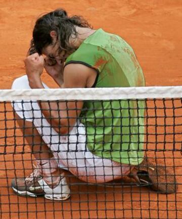 Rafa Nadal en Roland Garros de 2005, ganó a Mariano Puerta por 6-7, 6-3, 6-1 y 7-5.