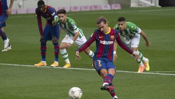 07/11/20 PARTIDO PRIMERA DIVISION Barcelona - Real Betis Lanzamiento de penalti de Griezmann que para el portero del Betis penalti fallado