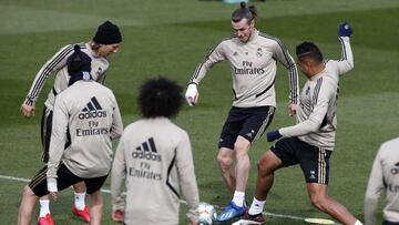 GRAF.2678 MADRID, 07/03/2020.Los jugadores del Real Madrid , durante el entrenamiento que el equipo realizó hoy en la Ciudad Deportiva de Valdebebas preparando el encuentro de liga que disputan mañana contra el Betis en el Benito Villamar&ia