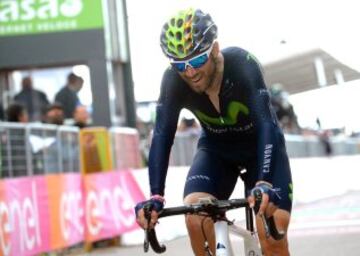 Alejandro Valverde tras finalizar la cronoescalada.