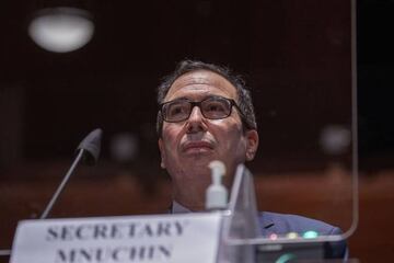 Washington (United States), 30/06/2020.- US Secretary of the Treasury Steven Mnuchin testifies before the House Financial Services Committee on his department's response to the coronavirus pandemic, on Capitol Hill, in Washington, DC, USA, 30 June 2020. (