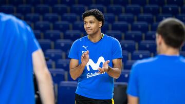 Mark Hughes, escolta del Movistar Estudiantes, antes del partido contra el MoraBanc Andorra.
