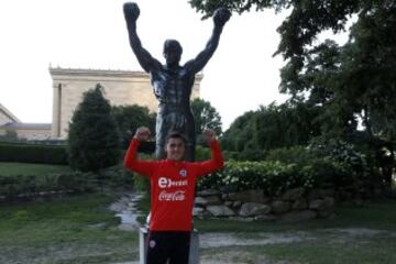 Los seleccionados visitaron la estatua de Rocky Balboa en Filadelfia.