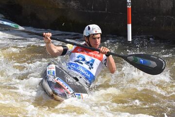 Pau Echaniz, en el descenso de la Copa del Mundo de Praga.