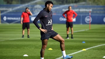 El delantero brasile&ntilde;o del PSG, Neymar Junior, durante un entrenamiento.