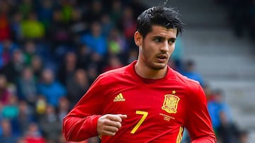 Álvaro Morata, con la selección de España, en el amistoso ante Corea del Sur disputado en el Red Bull Arena de Salzburgo (Austria).