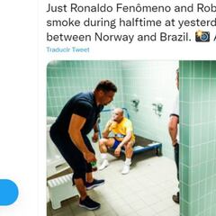 Ronaldo and Roberto Carlos, half-time cigarettes in Oslo