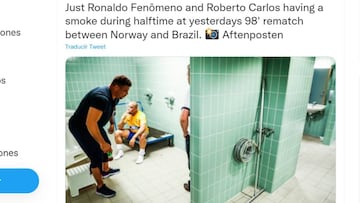 Ronaldo and Roberto Carlos, half-time cigarettes in Oslo