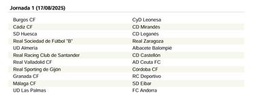 El calendario de LaLiga Hypermotion 25/26