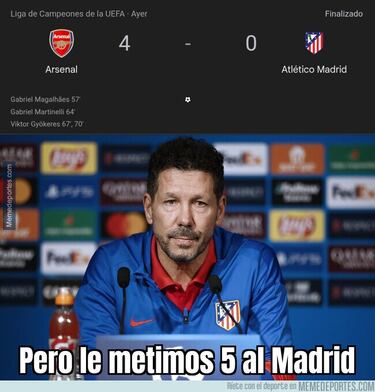 Los memes de Champions, sin piedad con la goleada del Arsenal al Atleti