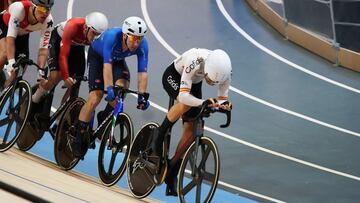Mario Anguela durante la prueba de eliminación del Campeonato de Europa de pista de Heusden-Zolder (Bélgica).