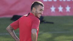 El delantero argentino del Atl&eacute;tico de Madrid, &Aacute;ngel Correa, durante un entrenamiento.