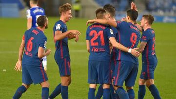 Los jugadores del Atlético celebran un gol.