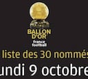 Revelan cuándo publicarán los
30 candidatos al Balón de Oro