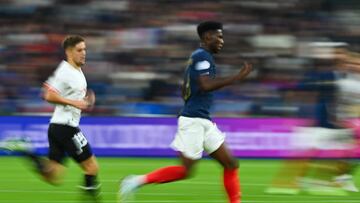 Aurelien TCHOUAMENI of France during the UEFA Nations League, Group A1, Tour 5 match between France and Austria on September 22, 2022 in Paris, France. (Photo by Anthony Dibon/Icon Sport via Getty Images)