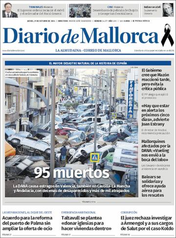 ¡°No camin¨¢is solos¡±: la prensa copa sus portadas con la cat¨¢strofe de la DANA