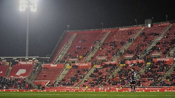 Las gradas del Visit Mallorca Stadium durante el partido entre RCD Mallorca y Real Sociedad.