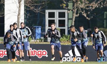 Buenos Aires 24 Mayo 2018, Argentina
Entrenamiento de la Seleccin argentina en el Predio de la AFA.
Salvio, Biglia y Rojo
Foto Ortiz Gustavo
