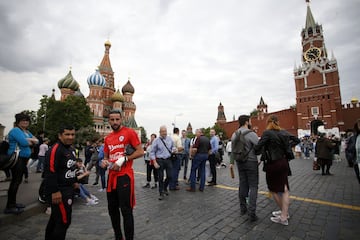 La selección chilena visitó la Plaza Roja de Moscú antes de viajar a Rumania. 