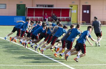 Los jugadores, en el entrenamiento.