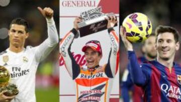 Cristiano Ronaldo, Marc Márquez y Lionel Messi