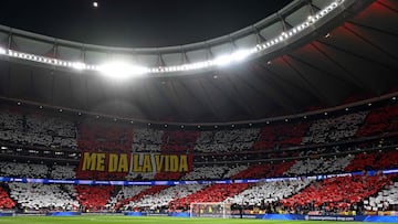 Tifo en el Metropolitano en el Atlético-Madrid de la vuelta de octavos de la Champions.