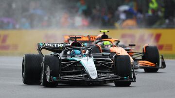 George Russell y Lando Norris en el Gran Premio de Gran Bretaña 2024.