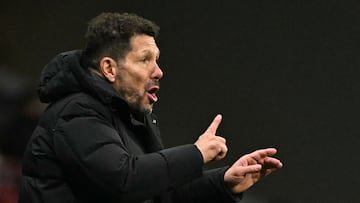Atletico Madrid's Argentine coach Diego Simeone gestures on the touchline during the UEFA Champions League, league phase football match between Club Atletico de Madrid and Slovan Bratislava at the Metropolitano stadium in Madrid on December 11, 2024. (Photo by JAVIER SORIANO / AFP)