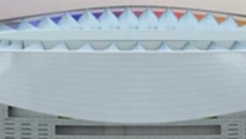 <b>FRONTAL Y AÉREO. </b>Ésta es la fachada frontal del estadio y, debajo del título, la vista aérea. El nombre dependerá del acuerdo al que lleve el club con algún patrocinador.