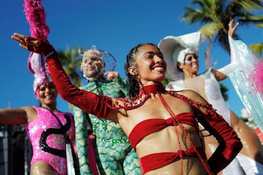 Una mujer asiste a la fiesta Amigos da Onca durante las festividades del Carnaval en Río de Janeiro. 