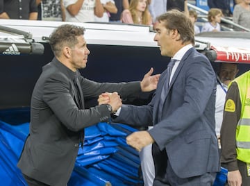 Saludo entre Simeone y Lopetegui.