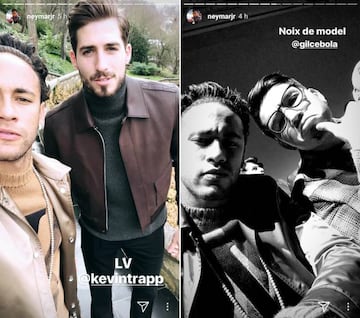 Con Kevin Trapp y con su amigo, antes y durante el desfile