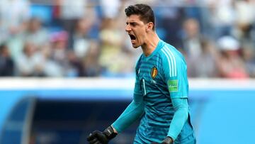 Courtois celebra el tercer puesto de la selecci&oacute;n de B&eacute;lgica.