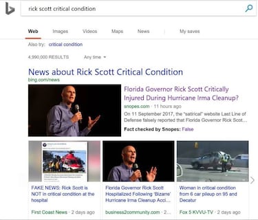 Bing lucha contra las noticias falsas con su nueva función