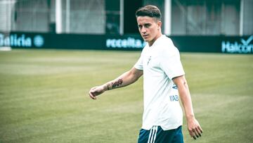 Franco Cervi durante un entrenamiento con el Celta.