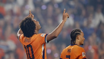 Eindhoven (Netherlands), 07/09/2024.- Joshua Zirkzee of the Netherlands celebrates the 1-0 goal during the UEFA Nations League group A soccer match between the Netherlands and Bosnia and Herzegovina in Eindhoven, the Netherlands, 07 September 2024. (Bosnia-Herzegovina, Países Bajos; Holanda) EFE/EPA/MAURICE VAN STEEN