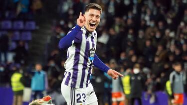 VALLADOLID. 08/01/22. PHOTOGENIC. ESTADIO JOSE ZORRILLA, PARTIDO DE LA LIGA SMARTBANK ENTRE EL REAL VALLADOLID Y EL BURGOS CF. GOL DE CRISTO