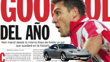 Historias de Atlético: el gol del siglo de Vieri que valió un Ferrari