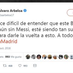 Arbeloa criticó en Twitter la primera parte del Madrid
