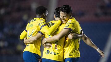 Victor Davila celebrates his goal 2-0 of America during the 8th round match between America and Atlas as part of the Liga BBVA MX, Torneo Apertura 2024 at Ciudad de los Deportes Stadium on September 17, 2024 in Mexico City, Mexico.