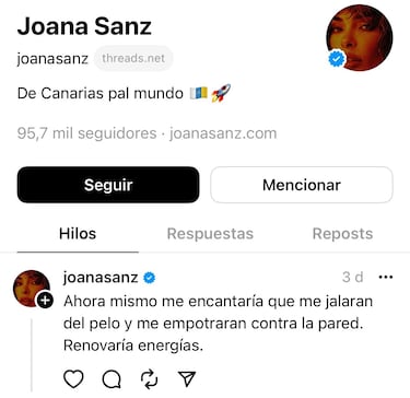 Joana Sanz, criticada por un mensaje subido de tono con una posible referencia a la vctima de Alves