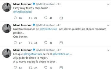 Mikel Erentxun estalla contra el Athletic por la marcha de Iñigo Martínez