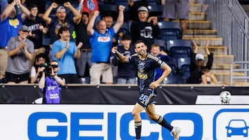 Aug 9, 2024; Philadelphia, Pennsylvania, USA; Philadelphia Union forward Tai Baribo (28) celebrates after scoring a goal against CF Montréal during the second half at Subaru Park. Mandatory Credit: Caean Couto-USA TODAY Sports