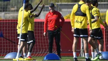 Aguirre, durante un entrenamiento del Mallorca.