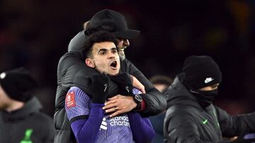 Soccer Football -  FA Cup - Third Round - Arsenal v Liverpool - Emirates Stadium, London, Britain - January 7, 2024 Liverpool manager Juergen Klopp celebrates with Luis Diaz after the match REUTERS/Dylan Martinez